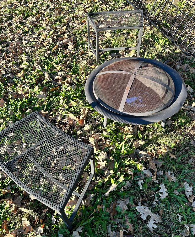 Patio Grill/Fireplace with Two Stools