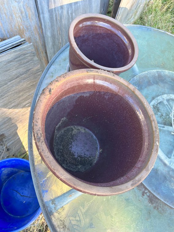 Two Heavy Ceramic Planters - different sizes