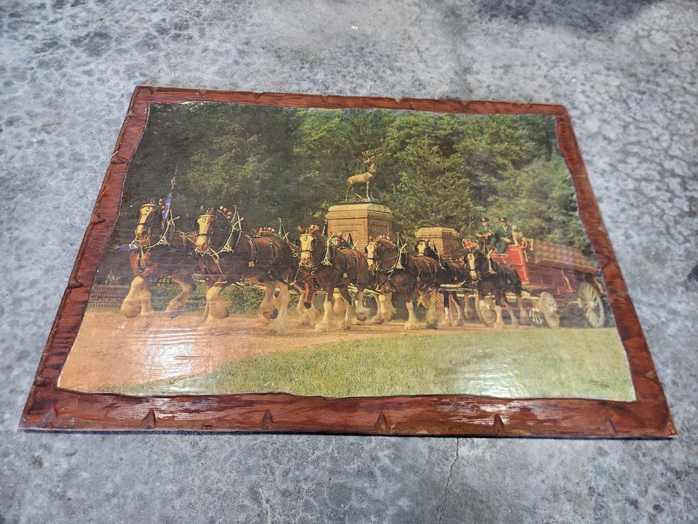 Vintage Decoupage Wood Picture of Coach