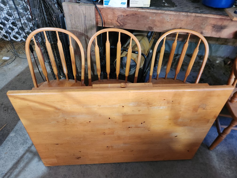 Wooden Table with 3 Chairs and a Bench