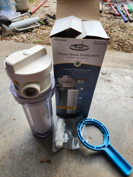 Whirlpool Whole House Prefiltration, Attaches to Under Sink Pipes.
