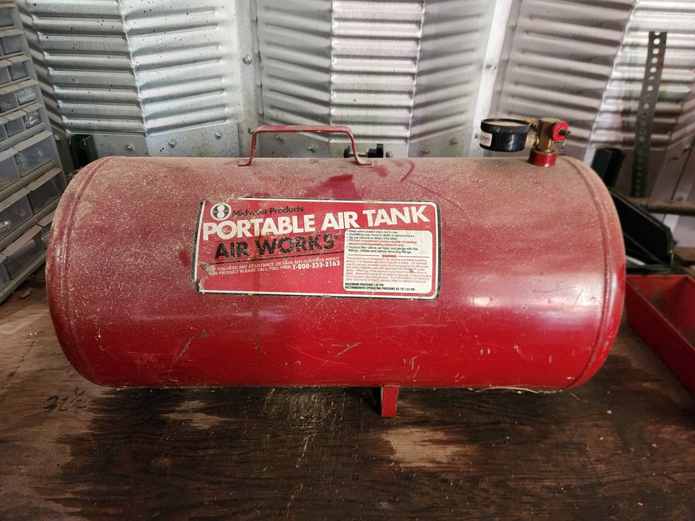 Portable Air Tank. Compressor Tube Included. Untested.  Unknown Size