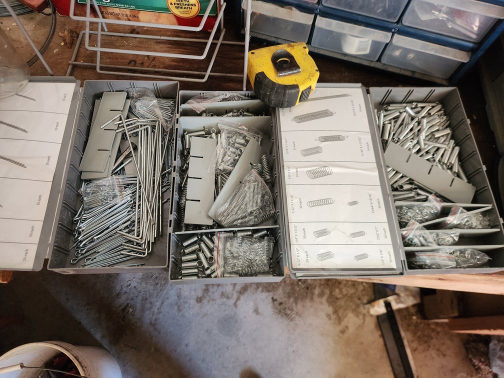 Lot of Springs and Cotter Pins w/ Organizer Storage Units