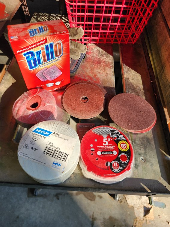 Lot of Sanding discs, Rolls, and Brillo Pads