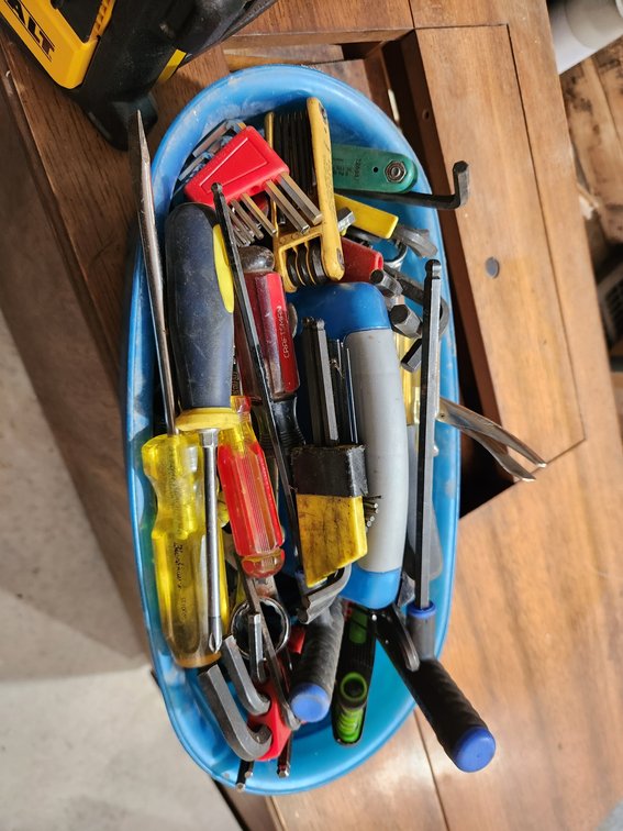 Lot of Hand Tools w/ Tool Bin