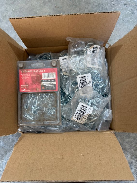 Box of loop chains and "S" hooks