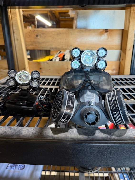 Breather, safety glasses, and headlights