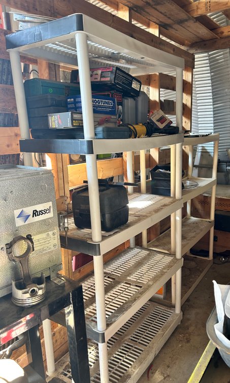 2 White Plastic Shelves