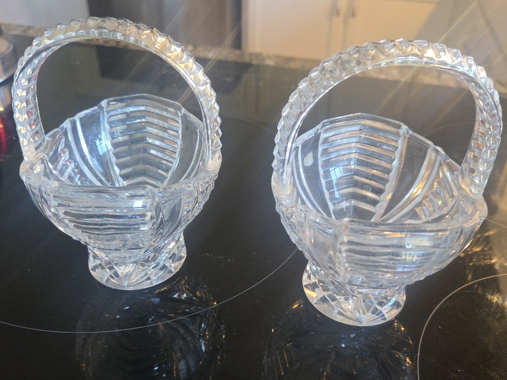 2 Small Pressed Glass Baskets