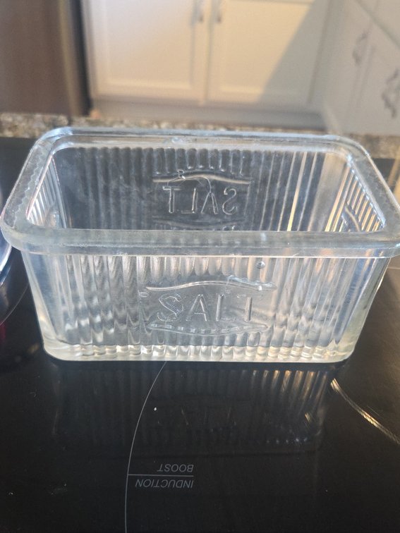 Vintage Clear Ribbed Glass Salt Box