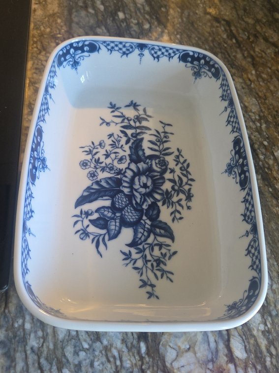 Porcelain Serving Dish w/Botanical Floral Pattern