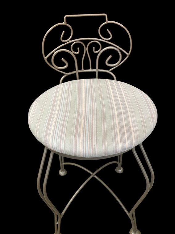 Vanity Chair Seat to floor 18"; floor to back rest 26"; 14"diam