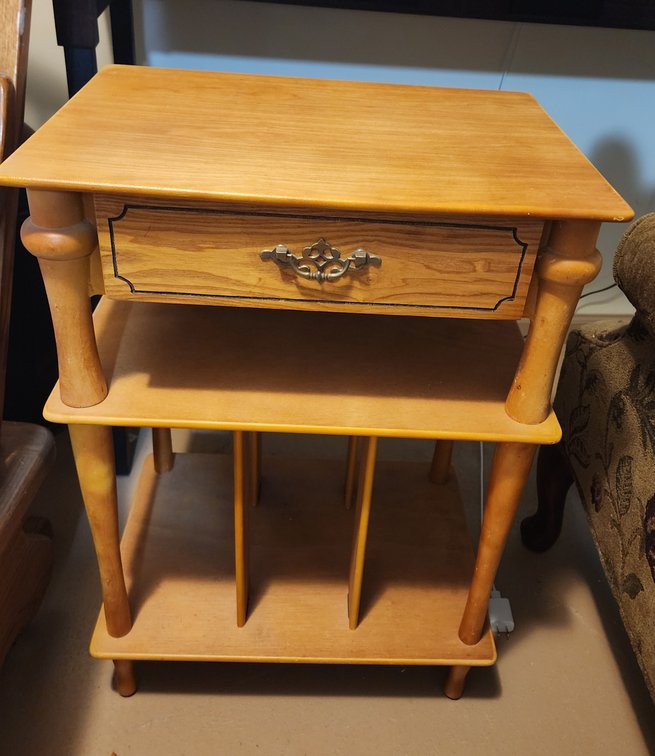 Wood Side Table with Drawer 18.5"x13.25"x27"h