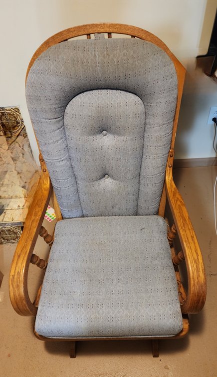 Wood Padded Rocker, 23.5"x42.5"h