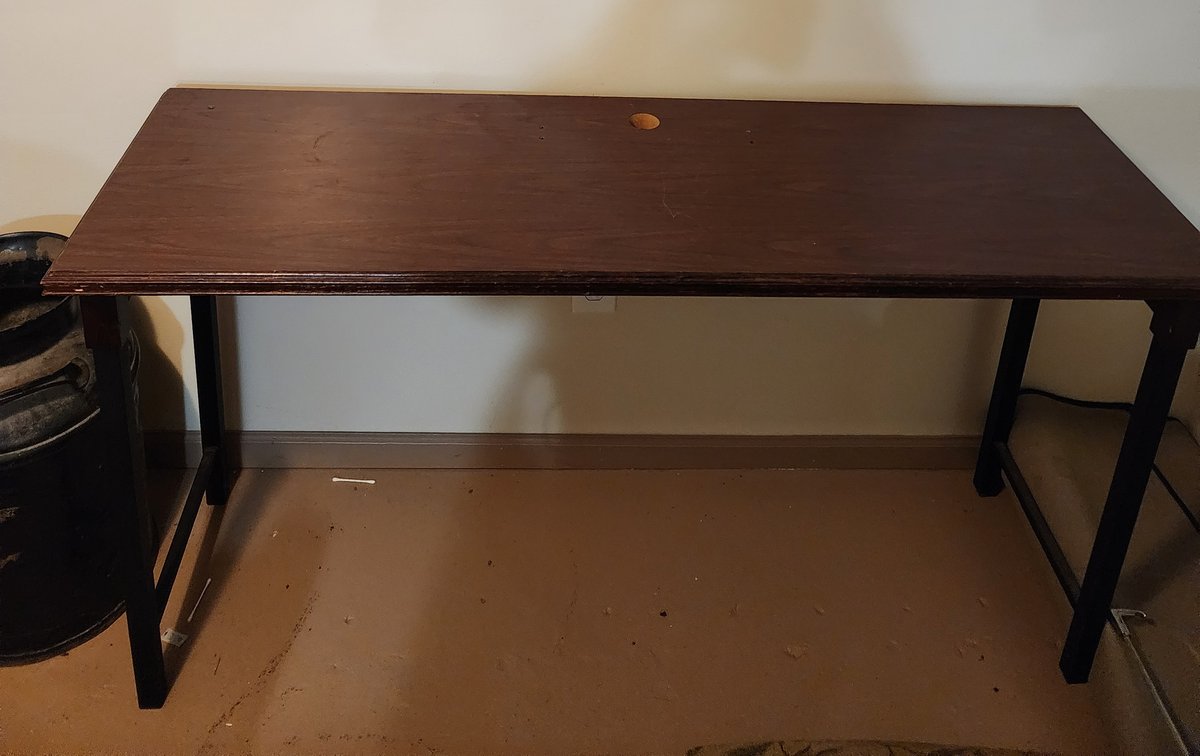 Wood Media Table with Metal Legs 59.5"x18"x32"h