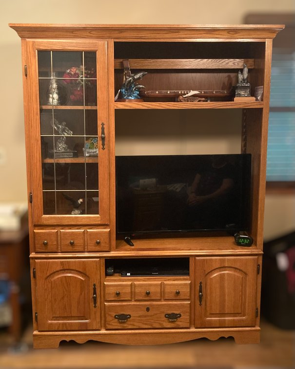 Solid Oak Entertainment Center 77H x 57W x 18D