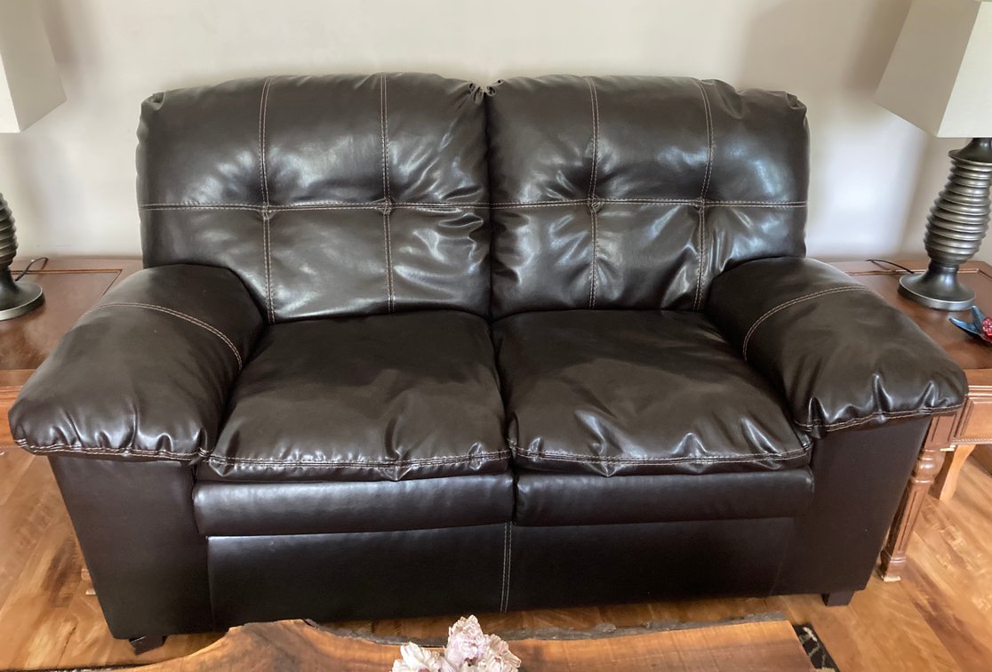 Faux Leather Loveseat ~6ft
