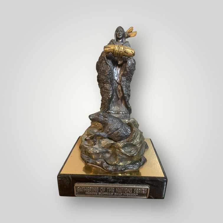 Pewter & Bronze "White Buffalo Calf Woman" Signed, Numbered 12"