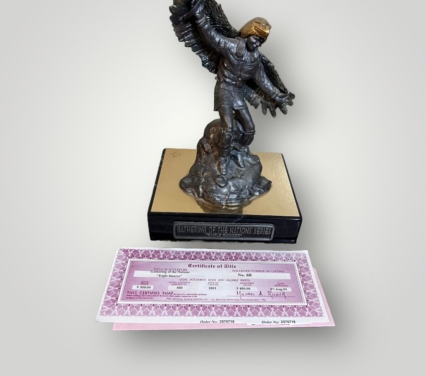 Pewter & Bronze 10" "Eagle Dancer" COA/Signed