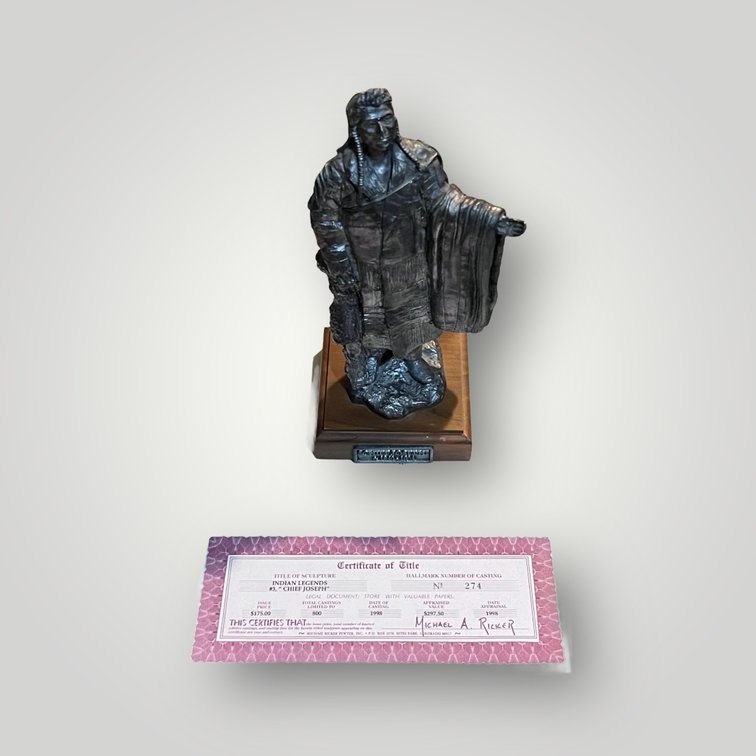 Pewter Indian Legends "Chief Joseph" 10" COA/Signed/Numbered