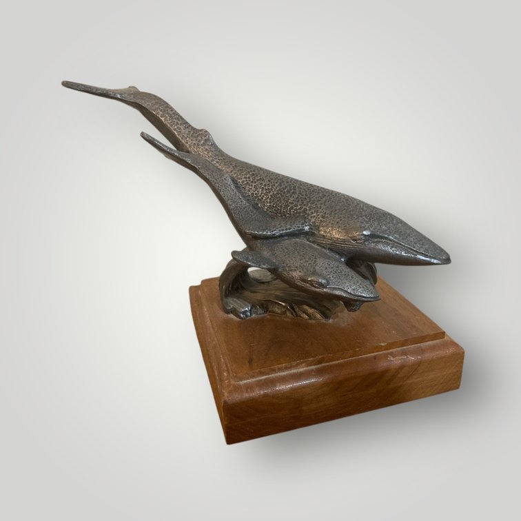 Pewter 7" Blue Whale & Calf COA/Signed/Numbered 