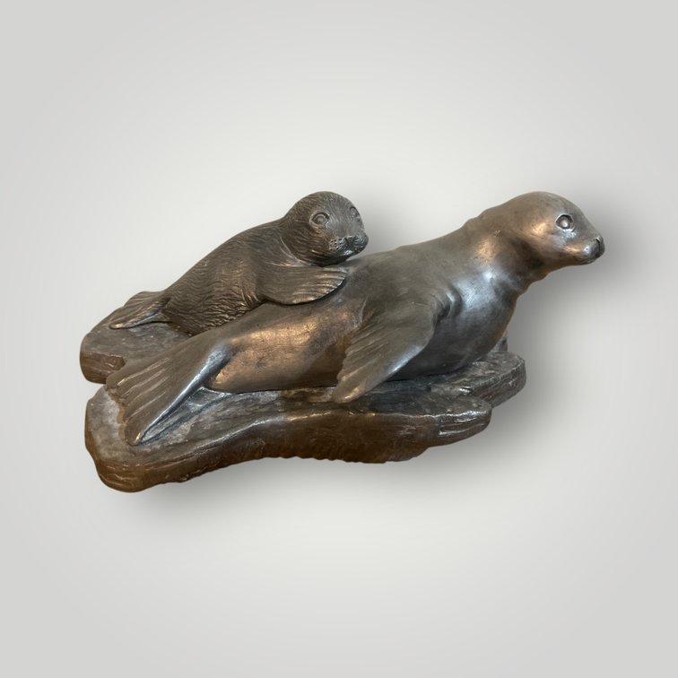 Pewter Seal & Pup 8" COA/Signed/Numbered 
