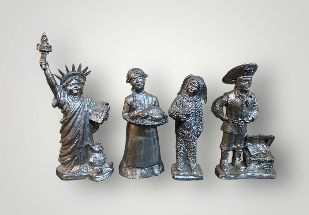 Four M. Ricker Pewter Collector Society Children, Signed/COAs