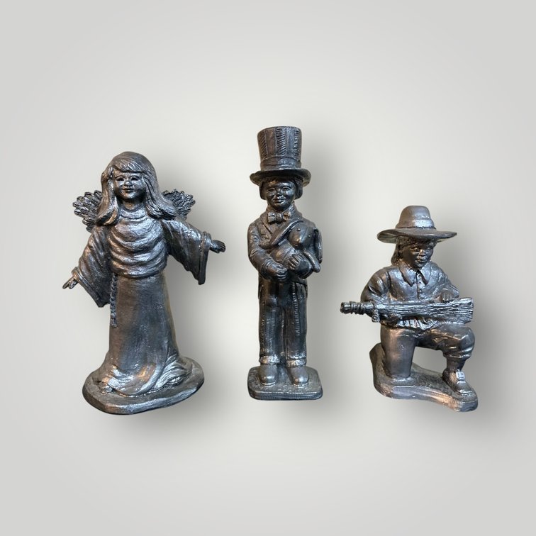 M. Ricker Pewter Angel, Uncle Sam, Pilgrim, Signed/2 COAs