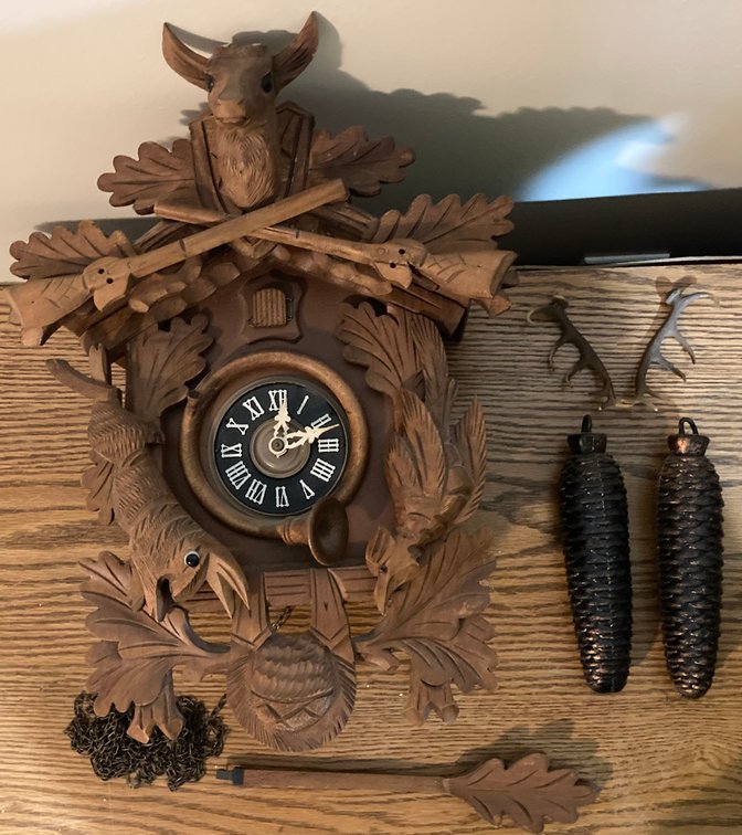 Vintage Black Forest Hunter's Style Cuckoo Clock 16.5"