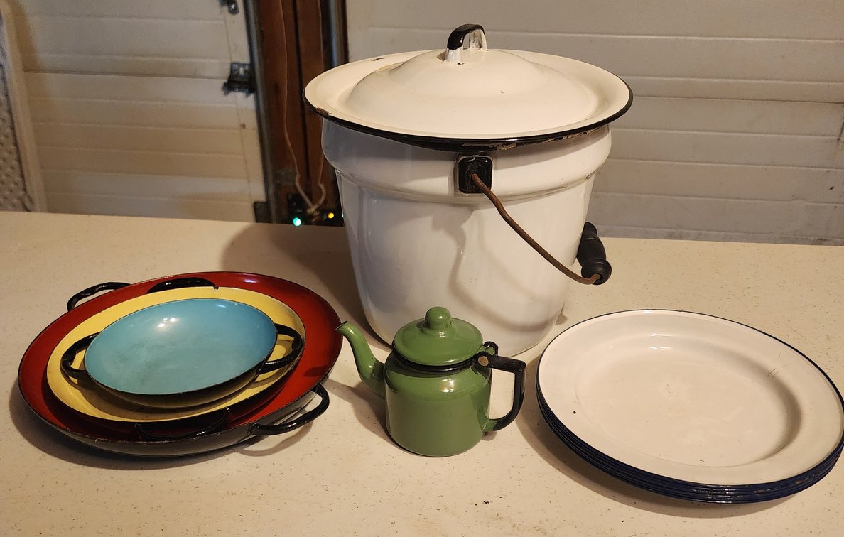 Lot of Kitchen Enamel-Ware 