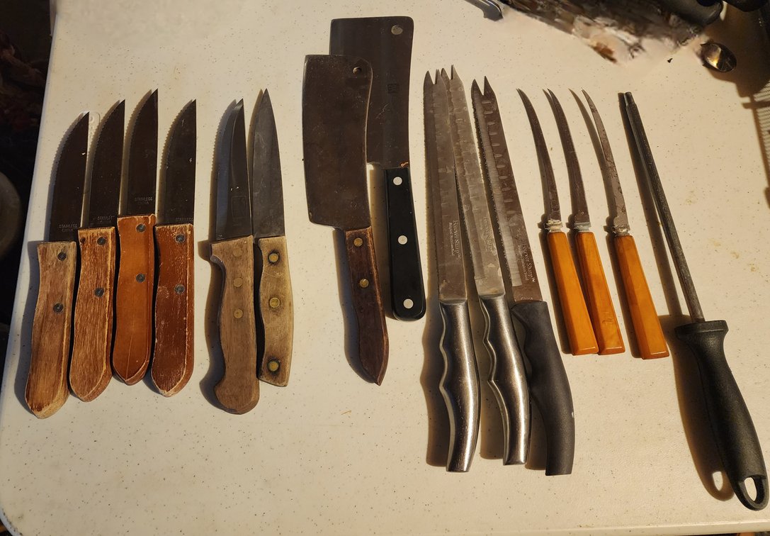 Lot of Various Knife Sets and Sharpener 
