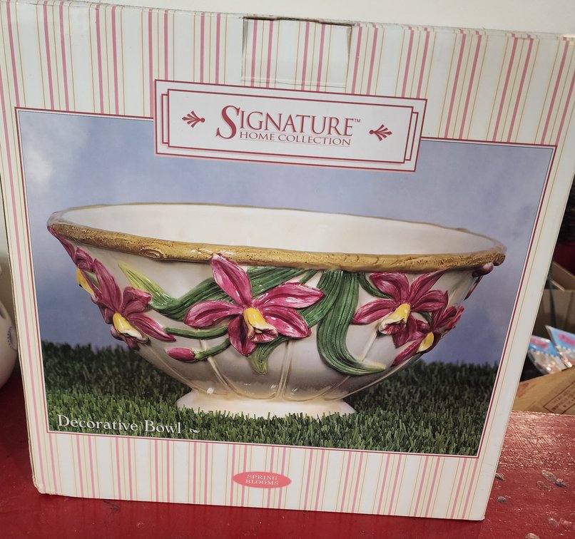 Floral Ceramic Bowl, 10.5"d