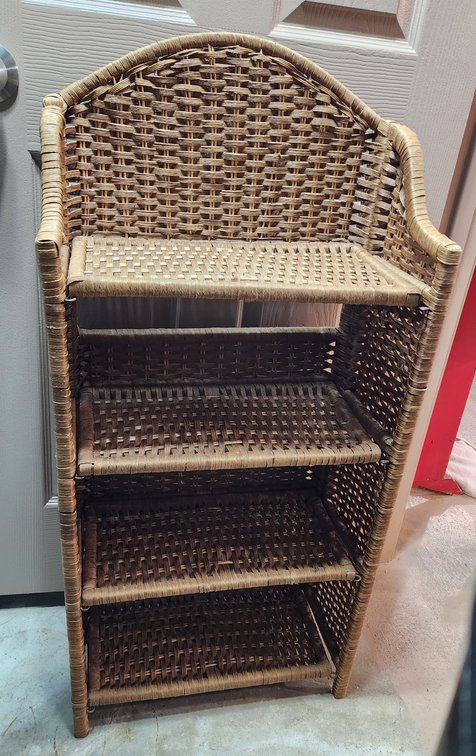 Vintage Rattan Folding Shelf 19"wx41"h