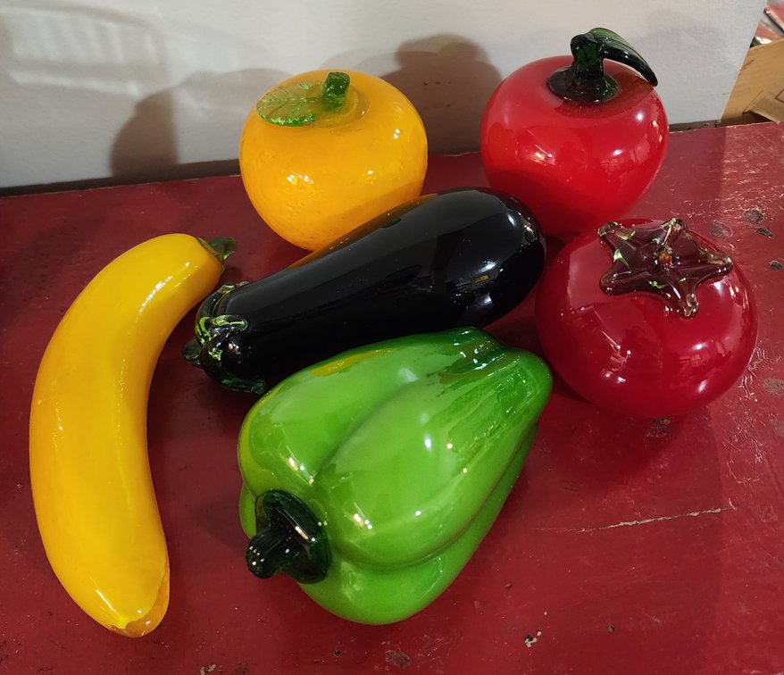 Vintage Handblown Glass Table Fruit and Vegetables 