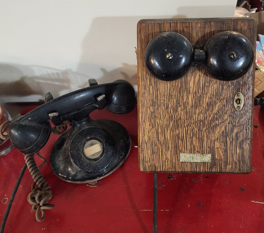 Antique Western Electric Telephone Handset Crank Oak Ringer Box