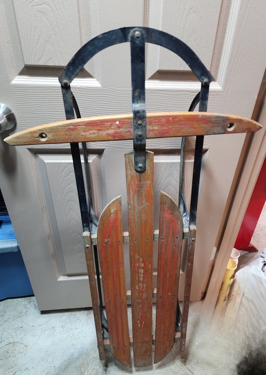 Vintage American Wood and Metal Sled 24"Wx46"L