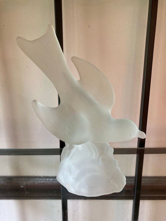 Vintage LE Smith Frosted Glass Bird Figurine 9"