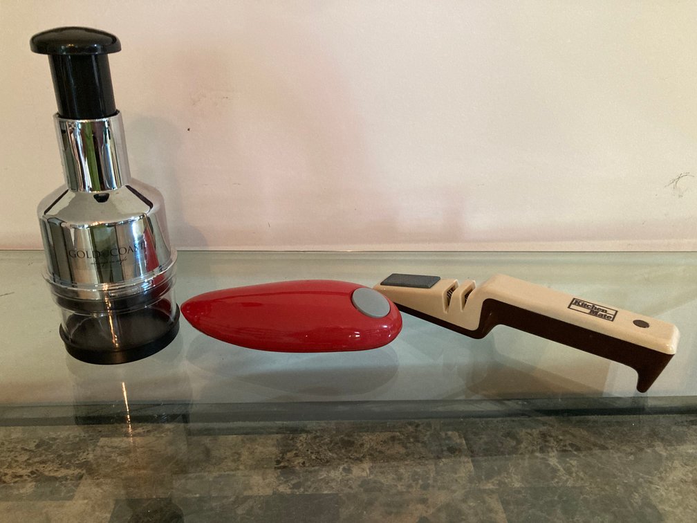 Gold Coast Hand Chopper; Electric Can Opener & Kitchen Mate Knife Sharpener