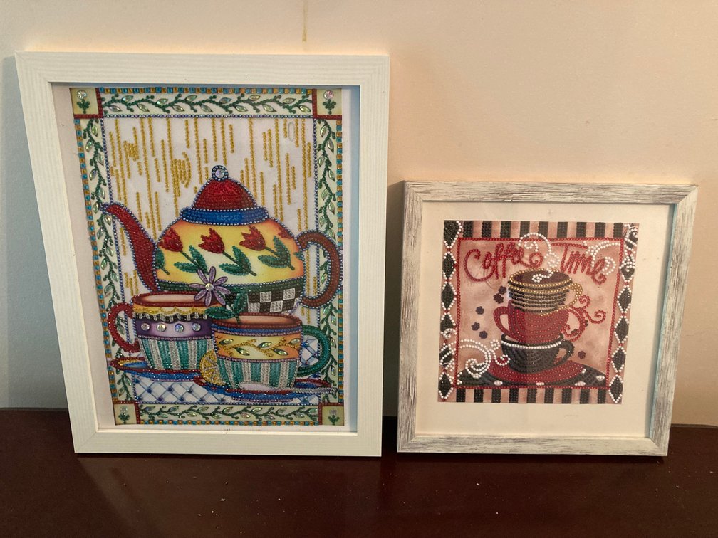 Framed Diamond Art Club Artwork, Coffee