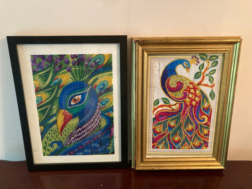 Framed Diamond Art Club Artwork, Peacocks 