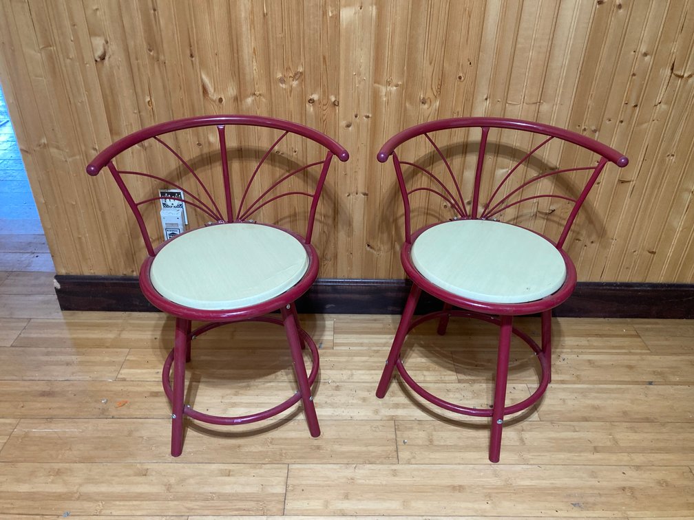 1980-90's Metal Swivel Chairs, 27"h x 22"w