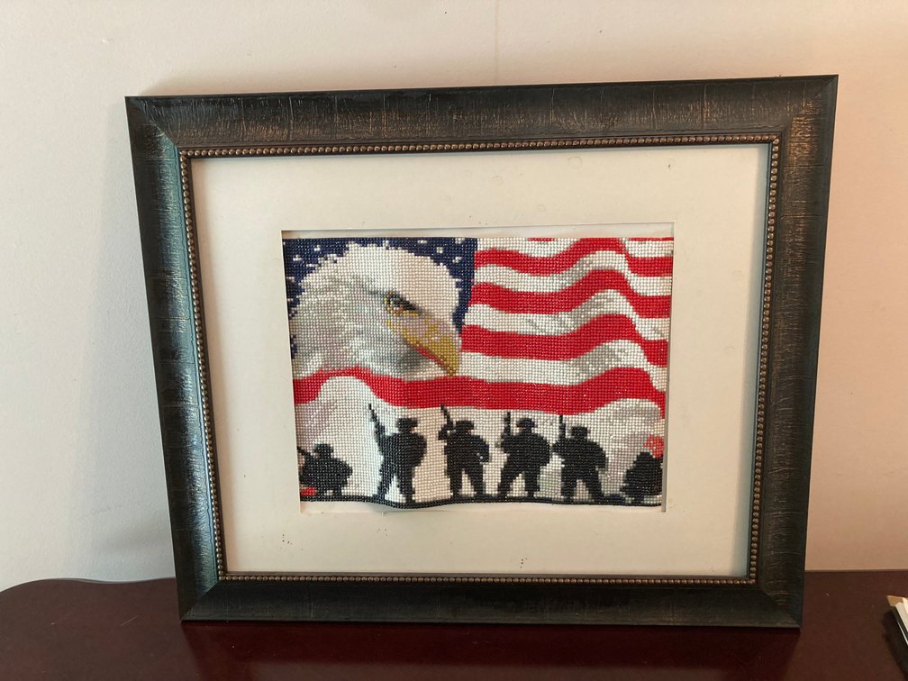 Framed Diamond Art Club Artwork, Patriotic Flag