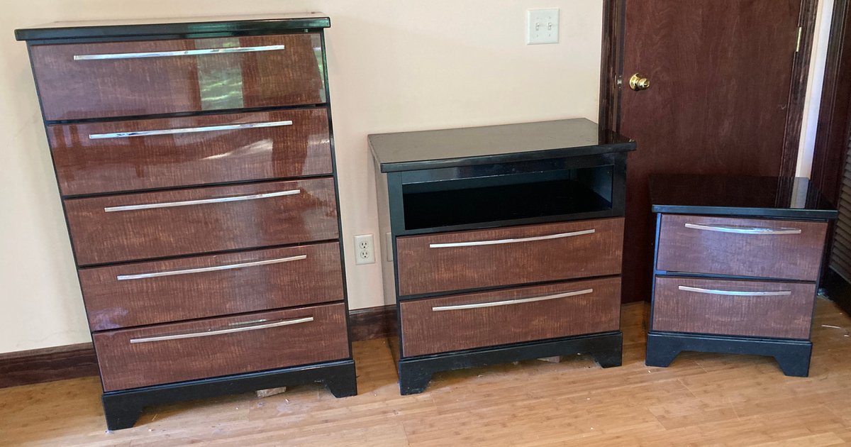 3 Piece Chest of Drawers, TV Stand and Bedside Table