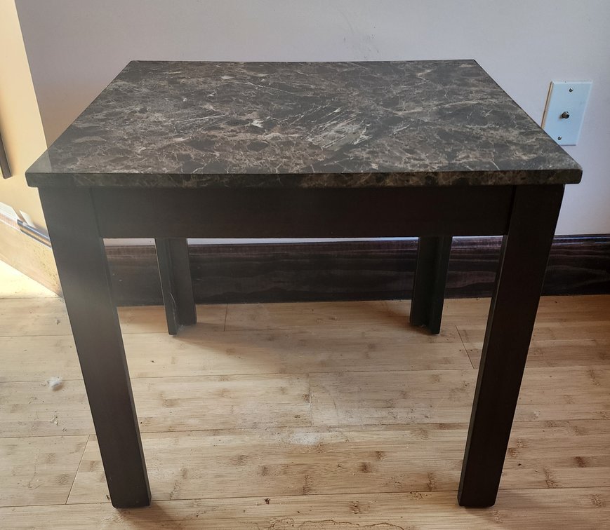 Faux Marble Top Side Table, 21x18.5x19h