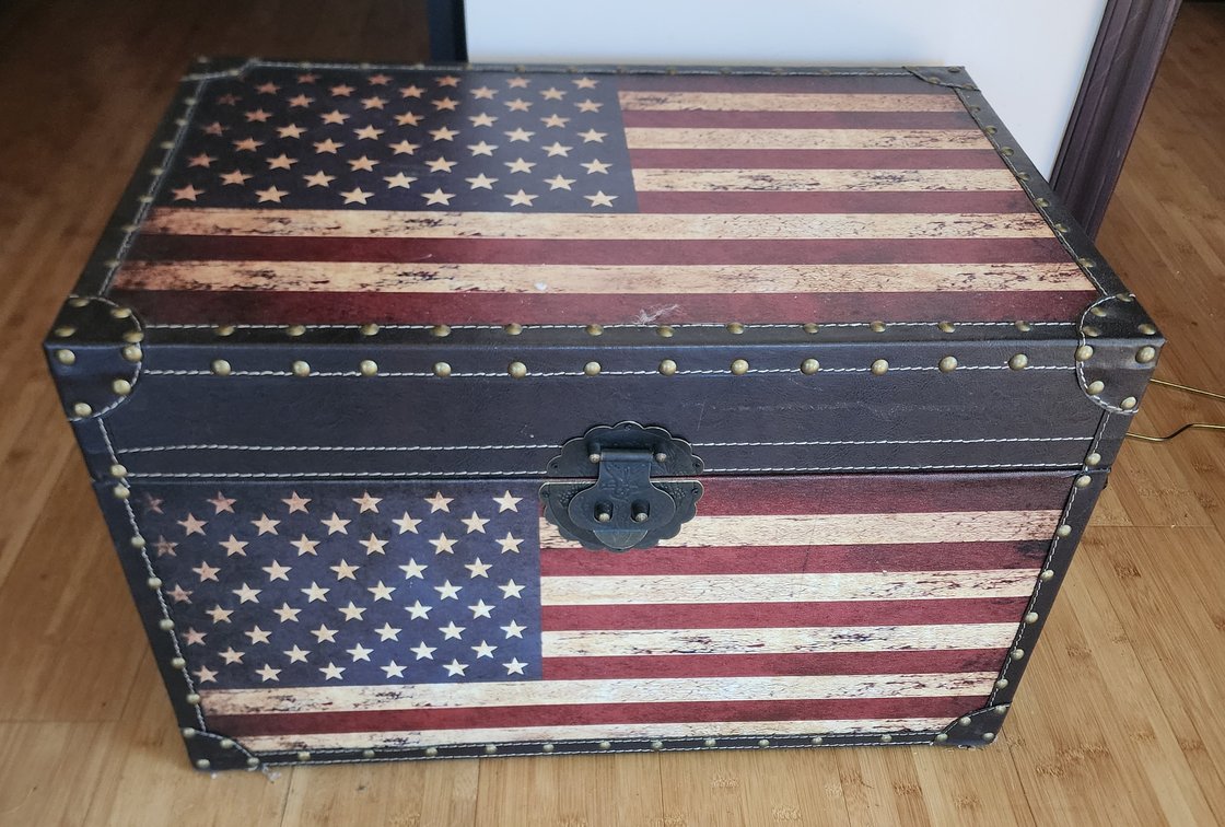 American Flag Trunk, 16x23.75x14.5h