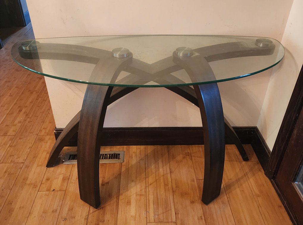 Glass Top Sofa Table, 46x19x28h