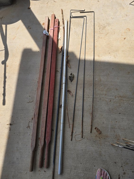 Wheel barrel handles,  steel reinforcement rod- 6ft, pipe