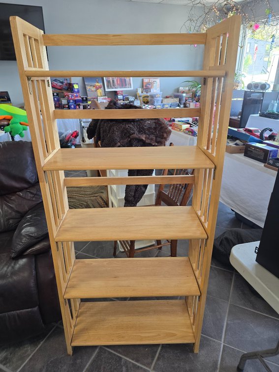Nice wooden display shelf.