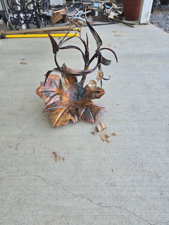 Copper leaf sculpture