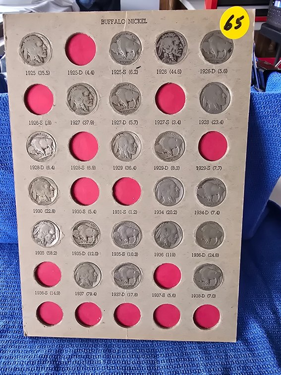 Buffalo nickels 1925 thru 1938D